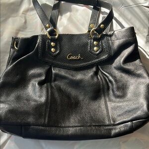 Coach Black Leather Tote Bag